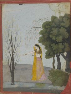 A lady discarding her ornaments in a field Pahari school Guler Kangra style 1760-circa